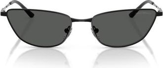 Emporio Armani 55mm Cat Eye Sunglasses in Shiny Black /Dark Grey at Nordstrom