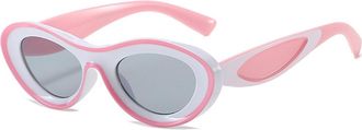 Generic Oval Small Frame Womens Street Photography Sunglasses Mens Party Vacation Photo Shooting Sun Glasses(Pink)