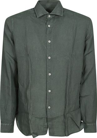 Xacus Linen Long-Sleeved Shirt With Button-Down Front And Classic Collar