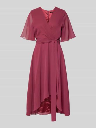 Swing Cocktailkleid mit V-Ausschnitt in Dunkelrot, Gr&ouml;&szlig;e 42