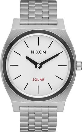 Nixon Time Teller Solar Bracelet Watch, 40mm in Silver /White Lume at Nordstrom
