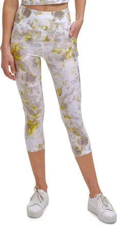 Calvin Klein Performance Printed Cropped Leggings In Enlighten Daffodil