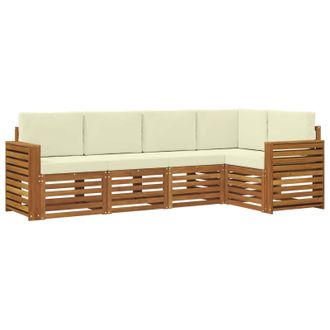 vidaXL Conjunto De Sof&aacute; Seccional Con Coj&iacute;n 5 Pcs Natural Y Crema Vidaxl