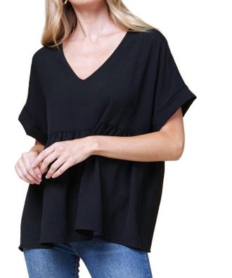 Entro Textured Babydoll Top In Black