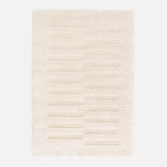 Sweeek Alfombra Interior Con Dise&ntilde;o En Relieve Crema