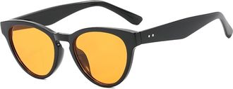 Generic Trendy Round Mens And Womens Outdoor UV400 Vacation Commuter Party Sunglasses(Orange)