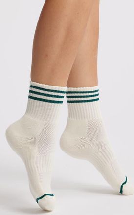 Le Bon Shoppe Girlfriend Stripe Cotton Blend Quarter Socks in Egret at Nordstrom