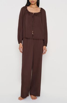 Reformation Paloma Long Sleeve Pajamas in Cafe at Nordstrom, Size X-Small