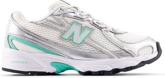 New Balance Kids 740 Bungee Lace in Grey/Green Synthetic, size 13.5