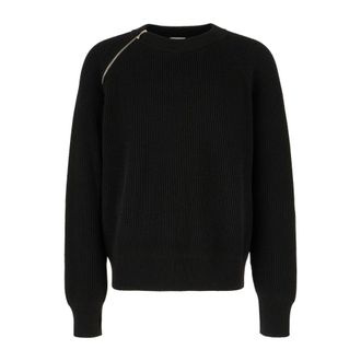 Burberry Round-neck Knitwear, male, Black, Size: L S24-Smt-022 Ribbed Merino Sweater