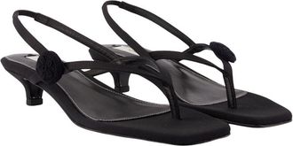 Toteme Womens Knotted Thong Strap Heel Sandal Black Synthetic