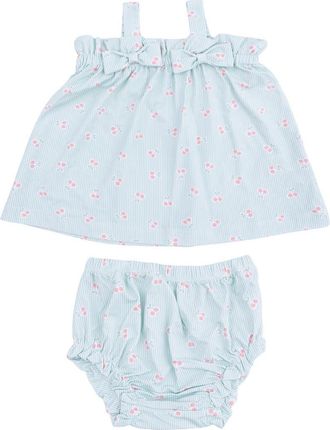 Angel Dear Tiny Cherry Stripe Dress & Bloomers Set in Blue at Nordstrom, Size 12-18M