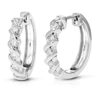 Vir Jewels 1/2 cttw Lab Created Diamond Hoop Earring in Sterling Silver Channel 3/4 Inch
