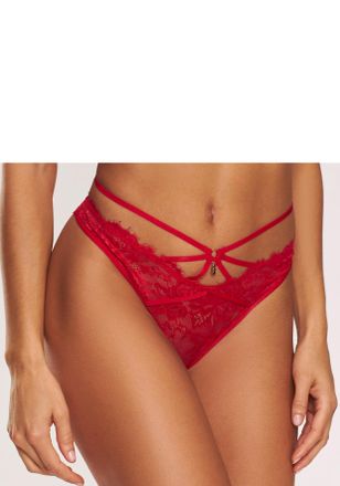 Lascana String LASCANA Samara, Damen, Gr. 44/46, rot, Spitze, Obermaterial: 90% Polyamid, 10% Elasthan, Unterhosen String, mit verf&uuml;hrerischem B&auml;nder-Detail u