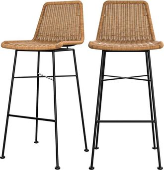 Rendez-Vous Déco Set de 2 sillas de bar de resina tejida marrón 76 cm - Mandya