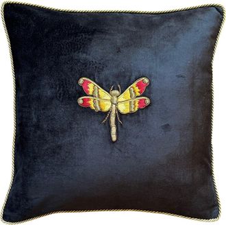 Les-Ottomans Coj&iacute;n de algod&oacute;n bordado - Lib&eacute;lula