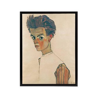 Artery8 Egon Schiele Self Portrait Framed Canvas Wall Art Print | Size: W24 x H32