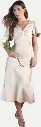 Oasis Angel Sleeve Midi Bridesmaid Dress in Champagne at Nordstrom, Size 10