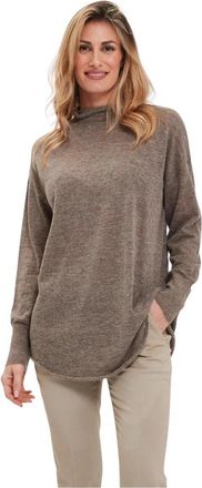 Alpha Studio Stijlvolle longsleeve top - Dames - Coltruien - Bruin - XL - Truien & Vesten
