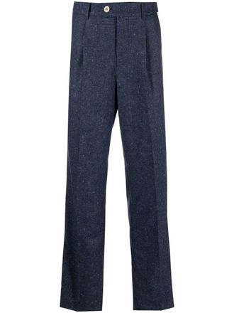 Brunello Cucinelli dart-detail tweed tailored trousers - Blue