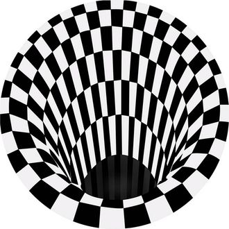 OEM Alfombra Redonda Con Un Moderno Estampado 3d A Cuadros Blancos Y Negros, Ideal Para Dormitorios, Salas De Estar Y Oficinas. Tejido No Tejido Antidesli