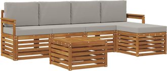 vidaXL Conjunto De Sof&aacute;s De Exterior 6 Uds. Natural Y Gris Claro Vidaxl