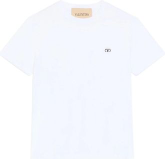 Valentino Garavani Katoenen T-shirt met VLogo-borduurwerk - Heren - T-shirts - Wit - L - Katoen - Tops