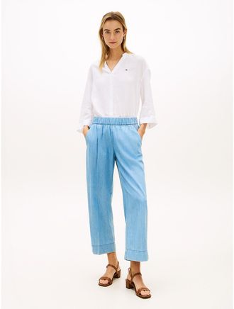 Tommy Hilfiger Womens Pull-On Wide-Leg Ankle Pant - Blue - XXL