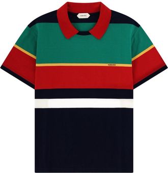Versace Multicolor Horizontal Stripes Polo Shirt