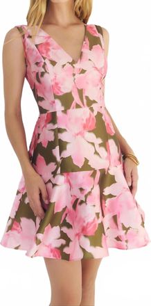 Hutch Maribel Sleeveless Fitted Dress In Olive/pink