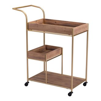 Zuo Bar Cart & Tray Brown & Gold