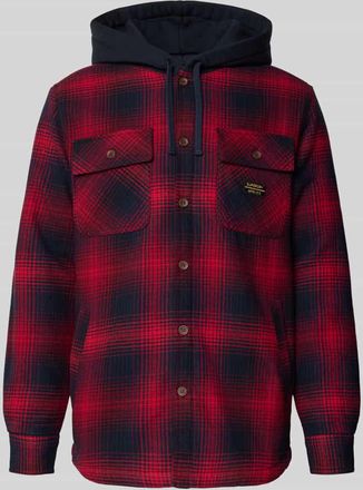 Superdry Regular Fit Hemdjacke mit Brusttaschen in Bordeaux, Größe XL