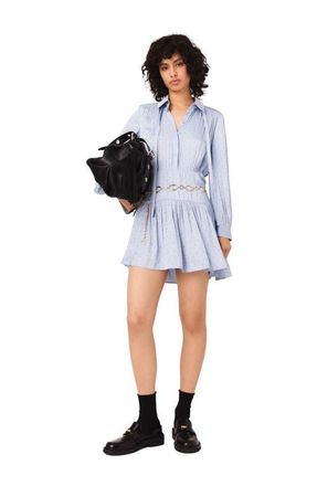 Maje Studded flowing shirt dress in Light Blue at Nordstrom, Size 42 Eu