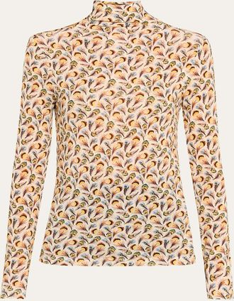 Ulla Johnson Aurelia Floral Jersey Turtleneck Top