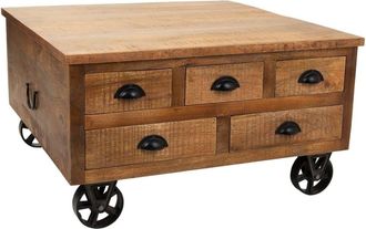 Wanderlust Deco Mesa de centro de madera marr&oacute;n 90x90x47