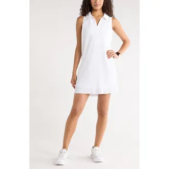 Zella Pleated Mesh Dress in White at Nordstrom, Size X-Large