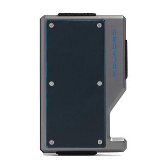Piquadro Accessoires, unisex, Blauw, ONE Size, Leer, Aluminium Mag Safe Kaarthouder met Elastische Band