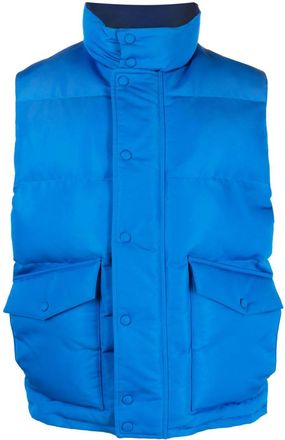 Alexander McQueen graffiti logo-print padded gilet - men - Polyester/Polyester - 48 - Blue