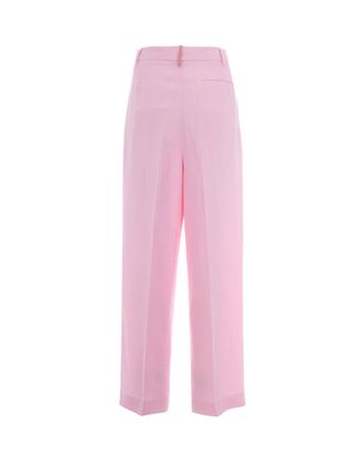 Fabiana Filippi Womens Trousers Fluid Linen-Viscose Petal Pink Viscose Linen