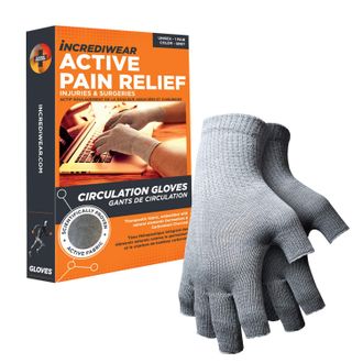 Incrediwear Fingerless Circulation Gloves Arthritis Gloves, Grey