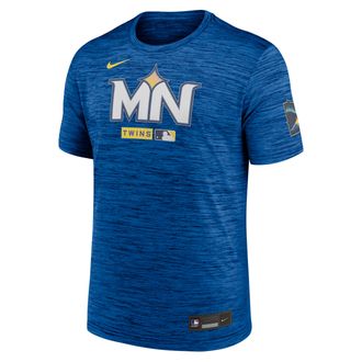 Nike Minnesota Twins City Connect Velocity Nike Mens Dri-FIT MLB T-Shirt in Blue | 02ER4EVTIS-HR3