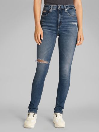 Calvin Klein Jeans Skinny-fit-Jeans CALVIN KLEIN JEANS HIGH RISE SKINNY, Damen, Gr. 34, L&auml;nge 30, blau (denim medium), Denim/Jeans, Obermaterial: 94% Baumwolle, 4% Elast