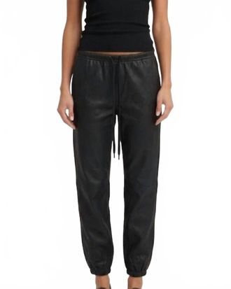 SPRWMN Leather Drawstring Jogger In Black
