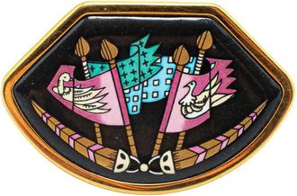 Hermès 1990-2010 vergulde geëmailleerde armband met broche - Zwart