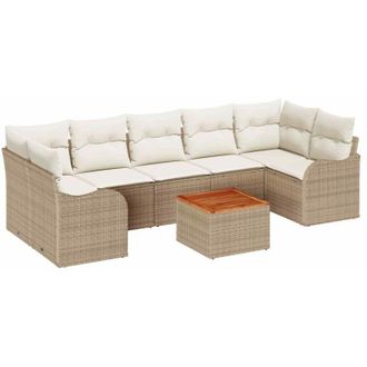 vidaXL Vidaxl - Conjunto De Sof&aacute; De Jard&iacute;n 8 Pcs Beige, Blanco