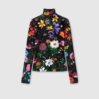 Gucci Printed Sparkling Jersey Turtleneck, Black, Ready-to-wear