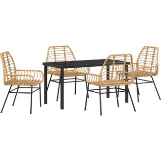 vidaXL Vidaxl - Conjunto De Comedor De Jard&iacute;n 5 Pcs Marr&oacute;n Rat&aacute;n Sint&eacute;tico