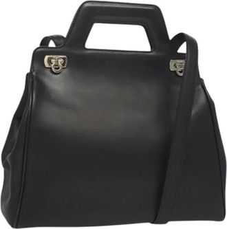 Ferragamo Pre-owned Handbags, female, Black, Size: ONE SIZE Pre-owned Leather Shoulder Bag