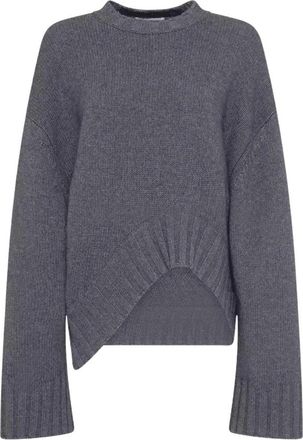 The Attico Asymmetrische Trui - Dames - Ronde hals truien - Grijs - S - Wol - Truien & Vesten