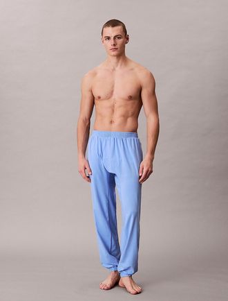 Calvin Klein Mens Icon Cotton Stretch Monologo Sleep Joggers - Blue - XL